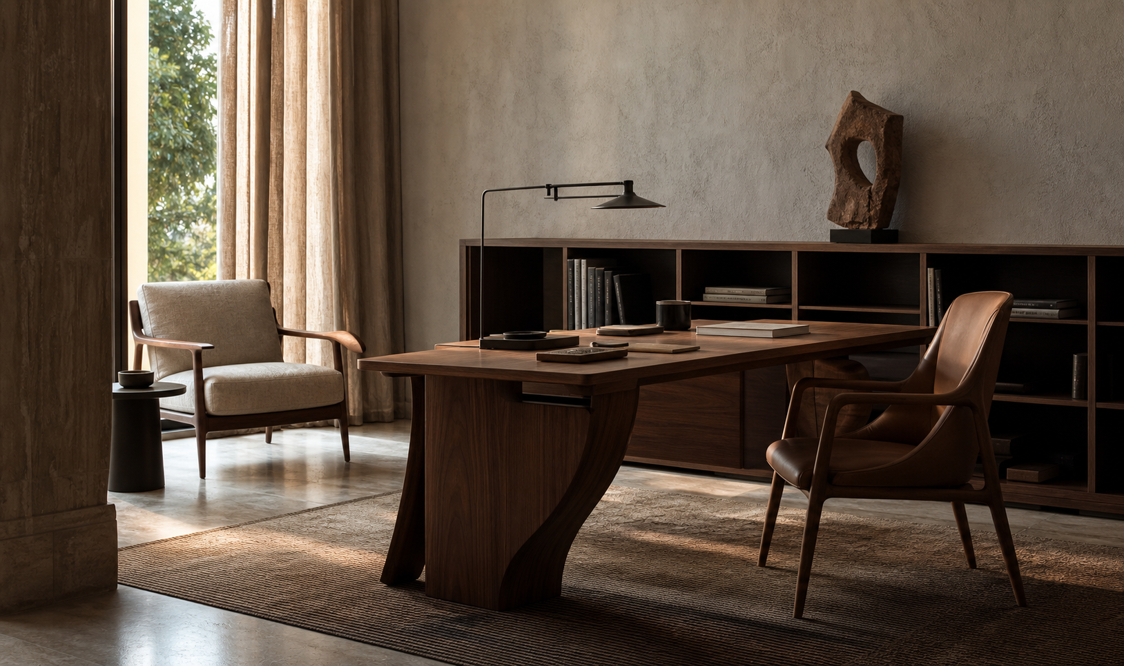 VIATA LIVING walnut study and reading lounge furniture concept