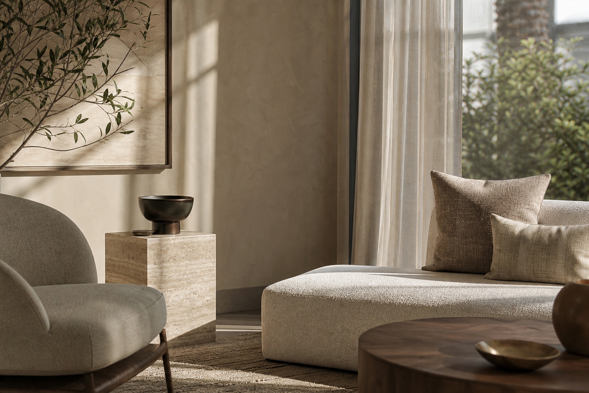 Warm material and lounge detail scene