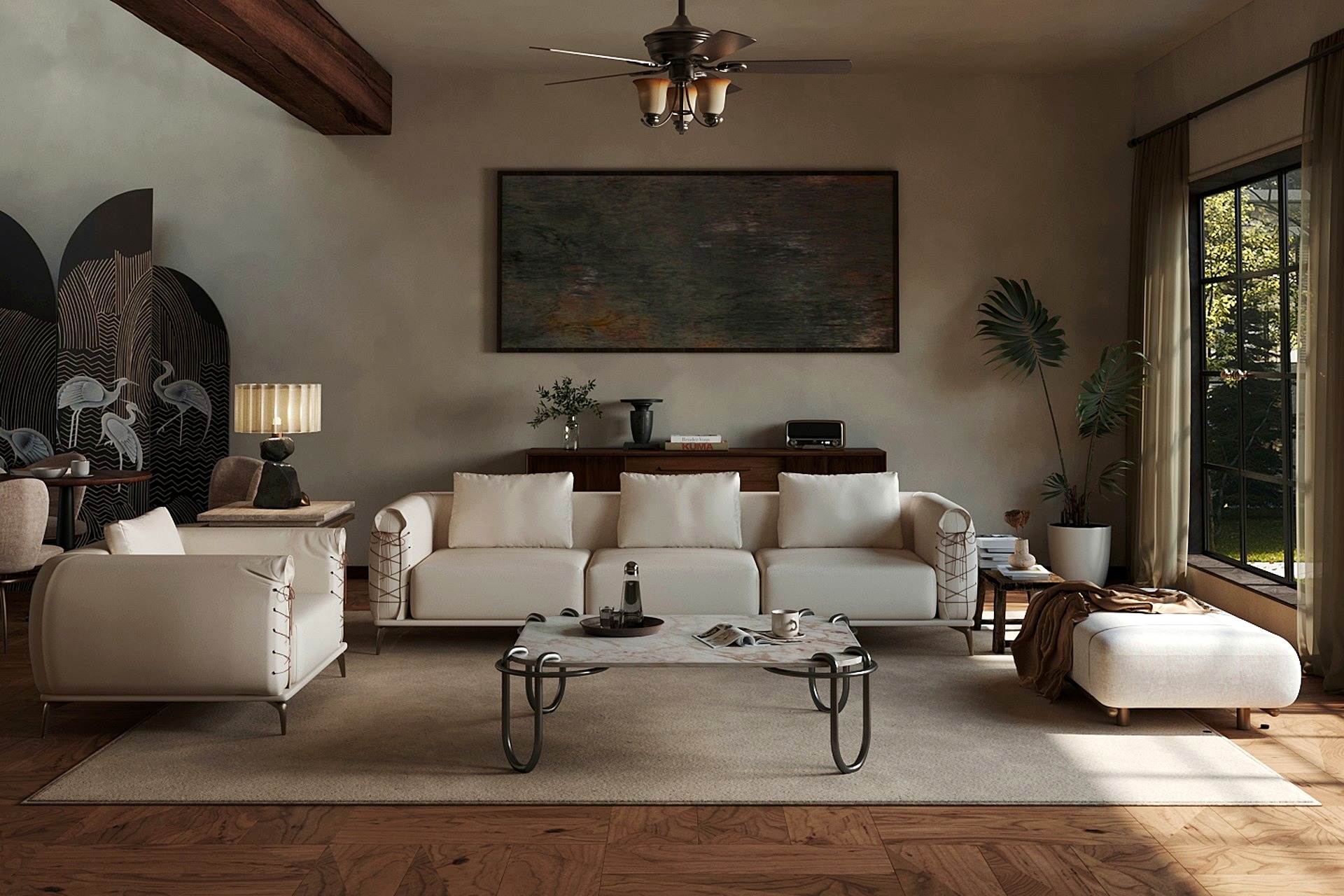 VIATA LIVING furnished living room with bespoke sofa and lounge pieces